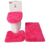 LuoAXINN 3pcs/set Solid Color Bathroom Mat Set Fluffy Hairs Bath Carpets Modern Toilet Lid Cover Rugs Kit Rectangle 50 * 80 50 * 40 45 * 50cm per Vasca da Bathroom o Come WC(Color2 Set)