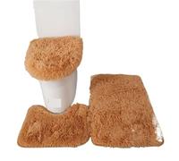 LuoAXINN 3pcs/set Solid Color Bathroom Mat Set Fluffy Hairs Bath Carpets Modern Toilet Lid Cover Rugs Kit Rectangle 50 * 80 50 * 40 45 * 50cm per Vasca da Bathroom o Come WC(Khaki Set)