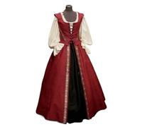 LuoAXINN Abito da strega vintage Abito da donna giovane in stile rinascimentale medievale con colletto quadrato che stringe la vita e gonna ampia in due pezzi