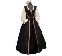 LuoAXINN Abito da strega vintage Abito da donna giovane in stile rinascimentale medievale con colletto quadrato che stringe la vita e gonna ampia in due pezzi