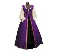 LuoAXINN Abito da strega vintage Abito da donna giovane in stile rinascimentale medievale con colletto quadrato che stringe la vita e gonna ampia in due pezzi