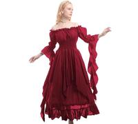 LuoAXINN Abito da strega vintage Costume cosplay vintage da donna medievale rinascimentale, abito ballo principessa, maniche lunghe