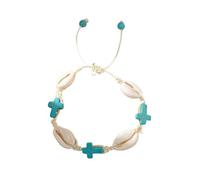 LuoAXINN Braccialetti da spiaggia Braccialetti bohémien con conchiglie di mare for donna Gioielli da spiaggia estiva intrecciati stella marina tartaruga oceano vento(Color4)
