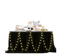 LuoAXINN Gonna da tavolo a tutù 6FT/9FT Tutu Table Skirts,Two-Layers for Wedding Party Rectangle or Round Tables(Black,9FT 77x275cm)
