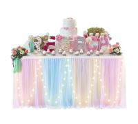 LuoAXINN Gonna da tavolo a tutù 6FT/9FT Tutu Table Skirts,Two-Layers for Wedding Party Rectangle or Round Tables(Mulitcolor 1,9FT 77x275cm)