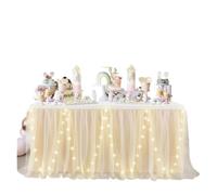 LuoAXINN Gonna da tavolo a tutù 6FT/9FT Tutu Table Skirts,Two-Layers for Wedding Party Rectangle or Round Tables(Color 1,6FT 77x183cm)