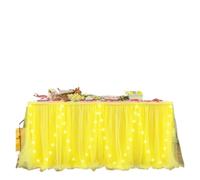 LuoAXINN Gonna da tavolo a tutù 6FT/9FT Tutu Table Skirts,Two-Layers for Wedding Party Rectangle or Round Tables(Yellow,9FT 77x275cm)