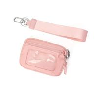 LuoAXINN Portafoglio portachiavi da donna in nylon impermeabile, porta carte, porta carte con cerniera e finestra trasparente for documenti d'identità per Cellulare Carta(Pink)