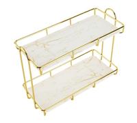 Luocute 2 Livelli Portaoggetti da Bagno in Acciaio, Bianco e Oro, (Small) | Design a due livelli, ampio spazio in altezza, struttura in ferro, rivestimento in oro antiruggine, facile da pulire,