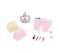 Luocute Accessori da Bagno in Miniatura per Casa delle Bambole in Scala 1:12, Texture Realistiche in Cotone in Legno Massello con Cestino Portasciugamani per gli Appassionati di