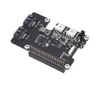 Luocute Adattatore PCIe a 2 Serial ATA, Sostituzione per Rasp Pi 5 Serial ATA 3.0 HAT con Doppi Indicatori LED Ed EEPROM, Scheda di Espansione Standard per HDD