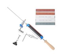 Luocute Affilacoltelli Professionale, di Affilatura Guidato in Lega di Alluminio con Pietre a Grana 120/320/600/800/1500/3000, Angolo di Affilatura 14-32° per Lame Cucina e (Con 6 pietre per