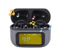 Luocute Auricolari Wireless, Auricolari HiFi 5.49 Sopra L'orecchio con Custodia di Ricarica Touchscreen LCD a Colori, per L'uso Quotidiano della Biblioteca 'ufficio Sportivo (BLACK)