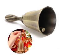 Luocute Campanella a Mano Retrò in Lega di Zinco per Cena ar | Suono forte e chiaro, facile da agitare con una sola mano, finitura bronzo argento dorato, superficie facile da pulire,