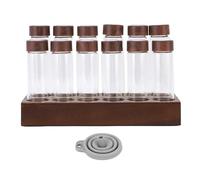 Luocute Dose a Dose di Stoccaggio del di caffè, Set di Bottiglie per Tubi in Vetro con Supporto in Legno per Perle di Gioielli per Perle da caffè Sigillate (12 buchi)