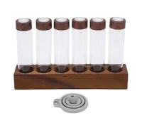 Luocute Dose a Dose di Stoccaggio del di caffè, Set di Bottiglie per Tubi in Vetro con Supporto in Legno per Perle di Gioielli per Perle da caffè Sigillate (6 fori)