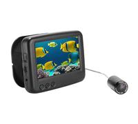 Luocute Fotocamera per Pesca Subacquea, Schermo LCD da 4,3 Pollici Risoluzione 1000TVL Angolo di Visione di 145 Gradi con 12 Luci A Infrarossi Bianche, Rilevatore di Profondità di Pesce (CR110-4HCS)