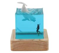 Luocute Lampada Notturna a Forma di Balena Bianca Realizzata a Mano, Lampada a Tema Oceano di Acque Profonde con Sfumatura RGB Alimentata Tramite USB, per Comodino, Decorazioni per la