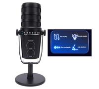 Luocute Microfono Cardioide USB/XLR Dynamic Multi Function con Supporto Regolabile per Registrazione in Diretta, Podcasting, Gioco, Scheda Audio di Supporto, Mixer, Computer, Plug and