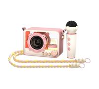 Luocute Mini Macchina per Karaoke, Altoparlante Portatile con Microfoni Wireless e Gancio Nascosto, Tecnologia BT 5.3 per Feste in Casa, Campeggio All'aperto, Viaggi (Rosata)