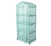 Luocute Mini Serra, Ruote Girevoli a 360° Piccola Serra per Piante in PE con Rastrelliera a 4 Livelli, 27,2x19,3x62,2 Pollici Forniture da Giardinaggio per Protezione Antigelo per (GREEN)