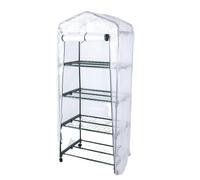 Luocute Mini Serra, Ruote Girevoli a 360° Piccola Serra per Piante in PE con Rastrelliera a 4 Livelli, 27,2x19,3x62,2 Pollici Forniture da Giardinaggio per Protezione Antigelo per (WHITE)