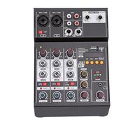 Luocute Mixer a 4, Ingresso Computer BT USB MP3 Mixing DJ con Alimentazione 48V 99 Effetti, Mixer Alimentati da Palco per la Registrazione di Karaoke in Studio Live Streaming