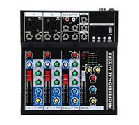 Luocute Mixer Audio a 4, Scheda Audio Mixer Digitale Professionale per DJ con Ingresso MP3 USB BT Alimentazione Phantom 48 V per PC Studio Karaoke Streaming Live, Console di Mixaggio