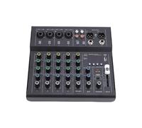 Luocute Mixer DJ a 6 Console di Mixaggio Audio BT MP3 Portatile Console Mixer con Amplificatore per Chitarra Integrato, Lettore BT MP3 Alimentazione Phantom 48 V per Registrazione in (BLACK)