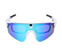 Luocute Occhiali da Ciclismo Intelligenti AI, Bluetooth 5.3 (Bianco Blu)