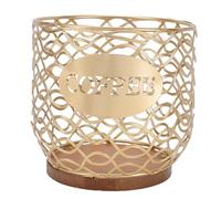 Luocute Porta Cialde caffè, Versatile Cestello Porta Capsule caffè con Base in Legno, per Bustine di tè e Bustine di Zucchero (GOLD)