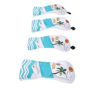 Luocute Set Copritesta Mazza da Golf, PU Premium 4 Pezzi Copri Testa Mazza Putter Protettore 1/3/5/UT Copricapo Mare Cocco Modello Tramonto, Attrezzi da Golf