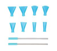 Luocute Set di Ugelli per Soffiaggio di Cannucce in Acciaio Inossidabile, 8 Ugelli in Plastica e 2 Cannucce con Punte in Silicone per Colata di Vernice Acrilica Fluid Art Bloom Tecniche (BLUE)