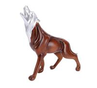 Luocute Statua del Lupo, Statuetta di Animale in Resina Dettagliata del Lupo Che Ulula Design in Stile Nordico con Venature del Legno Imitazione per L'arredamento della Biblioteca