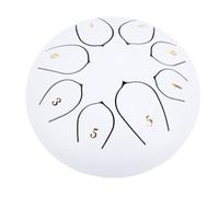 Luocute Tamburo in Lingua in Acciaio da 6 Pollici 8 Note, Tamburi a Mano con Tampone da Viaggio da Tasti Tasti da Viaggio Paddle e Libro Musicale, Percussioni per L'educazione Musicale (WHITE)