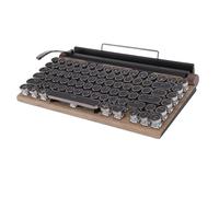Luocute Tastiera retrò Tastiera da Gioco BT, Rotonda, Meccanica Wireless per Telefono Tablet, con Interruttori Blu e Retroilluminazione, per Scrittori e Giocatori (Colore di legno)