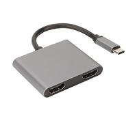 Luocute USB C a Doppio Adattatore HD Multimedia Interface 4K 60Hz | Display a schermo diviso, configurazione Plug Play, guscio in alluminio, modalità di estensione dello specchio, streaming