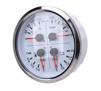 Luocute Voltmetro del Manometro Dell'acqua di Pressione Dell'Olio di Olio di Carburante, 4 in 1 Calibro Multifunzione DC 12V 0-150 Psi 100-250 ℉ 8-16V per Camion per Barche (Quadrante Bianco Lunetta