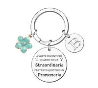 LUODAN Ispirativo regalo portachiavi per le Donne Uomo,A-Z 26 lettera iniziale ciondolo portachiavi a volte dimenticati quanto tu sia straordinaria pertanto...Per Figlia Sorella Amici Mamma (B)