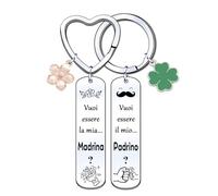 LUODAN Madrina Padrino Portachiavi Regalo vuoi essere la mia madrina/vuoi essere il mio padrino Sii Scolpito Portachiavi per Il Madrina Padrino,Regalo Compleanno Natale Battesimo Madrina Padrino (1)