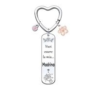 LUODAN Madrina Portachiavi Regalo“vuoi essere la mia madrina per tutta la vita” Sii Scolpito Portachiavi per Il Madrina,Regalo di Compleanno,Regalo di Natale,Regalo madrina battesimo (1)