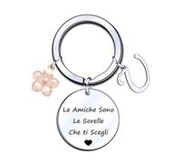 LUODAN Portachiavi idee regalo sorella,argento A-Z 26 lettera iniziale ciondolo portachiavi -Le Amiche Sono Le Sorelle Che ti Scegli- Regalo sorelle amicizia idee regalo migliore amica compleanno (U)