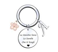 LUODAN Portachiavi idee regalo sorella,argento A-Z 26 lettera iniziale ciondolo portachiavi -Le Amiche Sono Le Sorelle Che ti Scegli- Regalo sorelle amicizia idee regalo migliore amica compleanno (A)