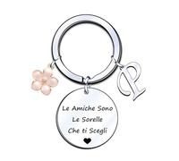 LUODAN Portachiavi idee regalo sorella,argento A-Z 26 lettera iniziale ciondolo portachiavi -Le Amiche Sono Le Sorelle Che ti Scegli- Regalo sorelle amicizia idee regalo migliore amica compleanno (P)
