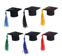 LUOEM 6 Pezzi Mini Cappelli Di Laurea Colorati Per Bottiglie Di Vino, Decorazioni Festive Con Fascia Dottoressa Per Feste Di Laurea E Natale Tappi