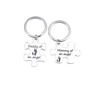 LUOEM - Portachiavi con scritta Mommy Daddy of an angel, idea regalo per bambini