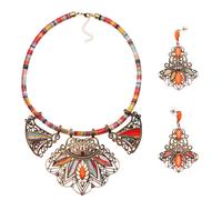 LUOEM Set di gioielli di moda con bavaglino, collana e orecchini, set di