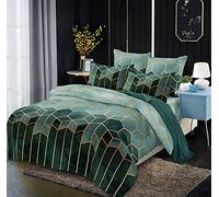 Luofanfei Parure da letto 220 x 240 cm, verde adulto per 2 persone, set di copripiumino in microfibra, set di biancheria da letto moderno, geometrica, con cerniera e 2 x 65 x 65 cm federe