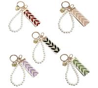 LUOFENG 5 pz/set Foglia a forma di tessuto portachiavi con accento in lega borsa portatile appeso decorazione per uso quotidiano