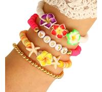 LUOFENG Braccialetto fatto a mano con stella marina e Plumeria con bellezza naturale per donne alla moda che cercano uno stile unico